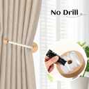 2 Pack Adhesive Curtain Holdbacks no Drill Wood Curtain Tiebacks Wall Mounted Curtain Pull Backs Curtain Tie Backs for Drapes (White)