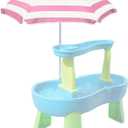 Beach Umbrella for Kids Water Table & Picnic Table Shade, Heavy-Duty Children's Portable Outdoor Umbrella, 47 Inch UV Protection for Sand Play, Camping, Garden and Beach Pink