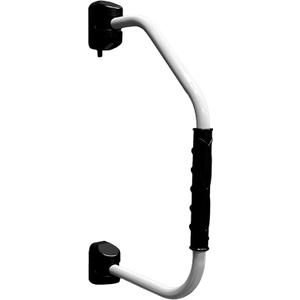 RV Designer R127 GripSafe Handrail Assist - Locking Folding Aluminum Grab Handle with Notched Grip - Safe Entry Assist for RV Door - Easy Installation, 27 Inch, White