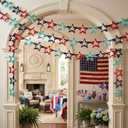 Faccito 300 Pcs 4th of July Star Paper Chain Strips for 250th Anniversary Decoration Patriotic Garland Bunting Banners DIY Crafts Supplies, Red Blue Hanging Decoration for Independence Day
