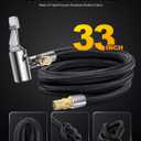 LUMITECO 33'' Air Release Extension Hose, 7-Pack Tire Inflator Replacement Hose w/Presta Valve Adaptor&Ball Pump Needle Kit, Tire Valve Air Chuck Lock for Bike Pump Portable Air Compressor Attachments