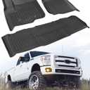 All-Weather Heavy-Duty Rubber Floor Mats for Ford F-250/F-350/F-450 2012-2016 Super Duty Crew Cab (3PCS) - Front & Rear Row, Non-Slip Design - Not for 2nd Row Captain Seats with Center Console