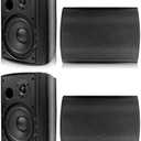 Herdio 6.5 inch 800W Outdoor Bluetooth Speakers Waterproof Wall Mounted Sound System with Multifunctional Amplifier, Powerful Bass & Stereo Sound, Easy to Install, for Patio Deck Porch (2 Pairs Black)