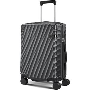 Carry On Luggage, PC Hardside Expandable Luggage with Spinner Wheels,Lightweight 20 Inch Suitcase with TSA Lock,YKK Zippers,Charcoal Metallic, Lightweight Rolling Suitcases for Business