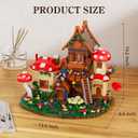 Forest Mushroom House Building Blocks Toy Mushroom Cottage with Openable Windows, Colorful Flowers, Mini Furniture, Staircase & Stone Path Creative Building Set for Adults and Kids(1377 Pieces)
