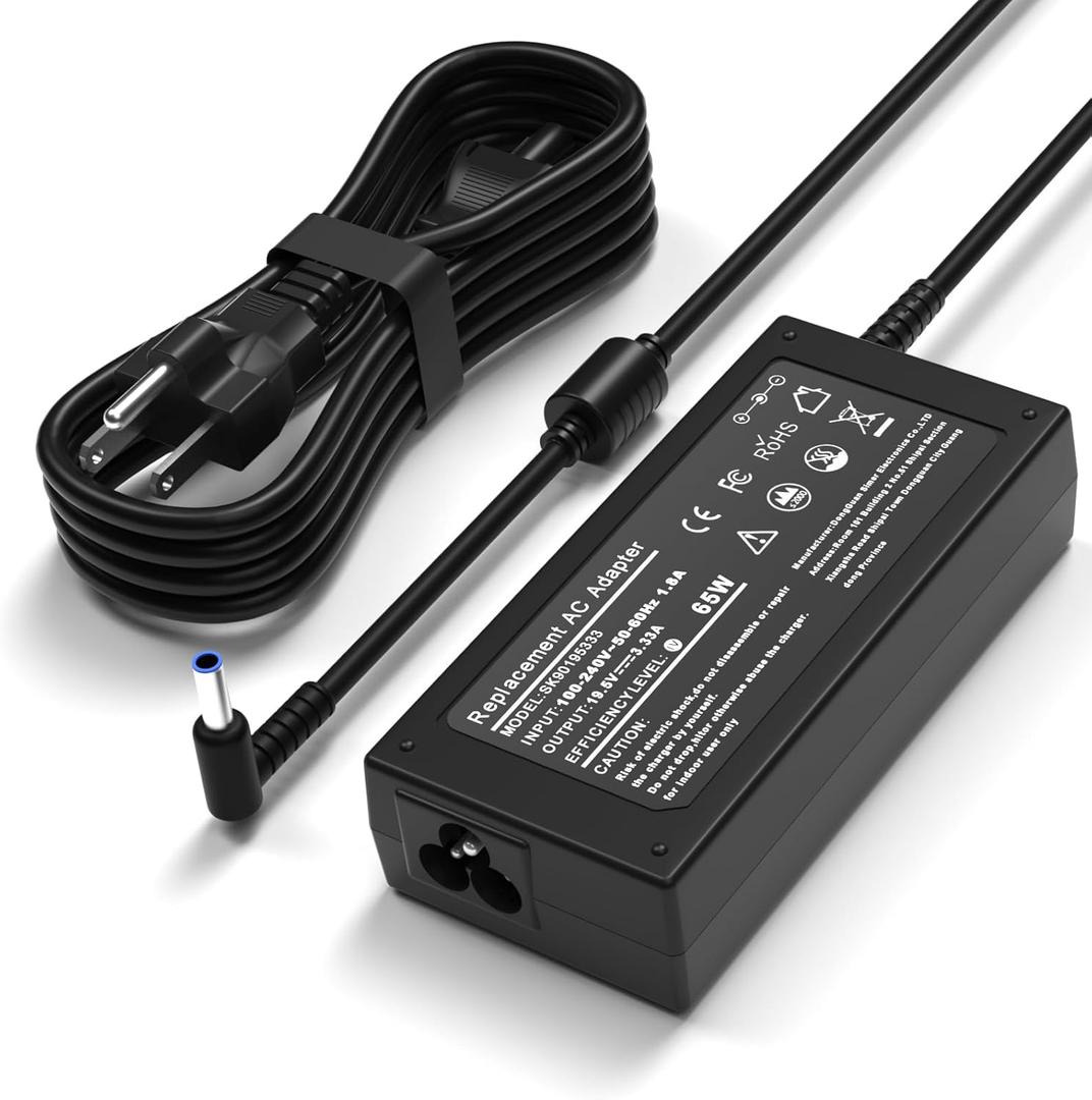 65W AC Adapter Compatible with HP Envy 13 15 17 15t 15m 17m X360 15-1039wm 15-1033wm 15-1010dx 15-w237cl 15-w110nr 15-ee1093cl 15m-eu0033dx 17m-ch0013dx Series Power Supply Cord