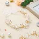 Retrowavy 2 Pcs Flower Girl Headpiece, Flower Girl Hair Accessories Rhinestone Crystal Princess Pearl Headband Bridal Hair Headband for Wedding First Communion(Gold)