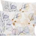 YIYEA Standard Pillow Cases Set of 2, Ultra Soft Double Brushed Microfiber Pillowcases Standard, Floral Bed Pillow Covers, Fade Resistant, Easy Slip-On (20"x26") (05# Plants)