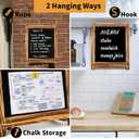 LotFancy 15"x12" Magnetic Chalk Board Sign, Small Wood Framed Tabletop Black Easel Chalkboard, Foldable Standing Ledge,1 White Chalk Pen 2 Magnets and Wall Hanging Kits Included,Rustic Brown