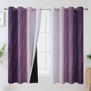 Estelar Textiler Purple and Greyish White Blackout Curtains 63 Inch Length 2 Panels Set, Room Darkening Grommet Ombre Curtains for Bedroom, Thermal Insulated Light Blocking Gradient Drapes,52Wx63L (52"W x 63"L (Pack of 2))
