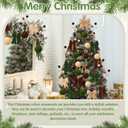 Wettarn 53 Pcs Christmas Velvet Ornaments Kit Include 15 3.15" Velvet Balls, 30 Bows (Wide & Narrow), 1 Wide & 1 Narrow Ribbon (5 yds Each), 6 Flocked Ball Picks for Xmas Decor(Brown, Green, Beige)