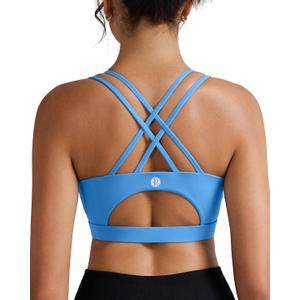 RUNNING GIRL Sports Bras for Women,Padded Sports Bra Tank Top Sexy Crisscross Back High Impact Longline Workout Yoga Bra (Bright Blue, M)