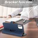 Zouzt for iPhone 11 6.1" Genuine Leather Wallet Case with Card Holder, for MagSafe Magnetic Wireless Charging, Flip Folio Book Kickstand Shockproof Cover Women Men iPhone 11 - Litchi Blue