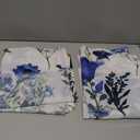 Floral Semi Sheer Curtains Swag Valances, Spring Blue and Yellow Flower Simple White Background Rod Pocket Swag Curtains, Sheer Short Window Swags for Kitchen Bedroom, 2 Panels, 36x36 Inches