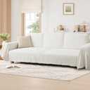 Chenille Couch Cover Washable Beige White Couch Throw Covers for 3 Cushion Couch Comfortable Thick Soft Blanket Sofa Covers L Shape Heavy Duty Furniture Protector for Kids, Pets, Ivory 91"x 150"