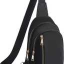 CHOLISS Large Sling Bag for Women and Men, Anti Theft Crossbody Bags with Extended Strap, Nylon Travel Crossbody Fanny Packs (Black)