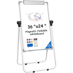 MaxGear Easel Whiteboard with Stand, 36" x 24" Double-Sided Dry Erase Board Flip Chart, Height Adjustable,Foldable, Portable for Home Office Classroom Teaching