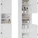 Viaozutis Tall Bathroom Storage Cabinet, Slim Freestanding Cabinet with Adjustable Shelves, Vertical Storage Organizer for Small Bathrooms, Toilet Paper & Daily Essentials Storage（White）