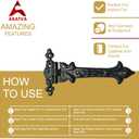 Akatva T Hinge Set - 2 Pieces Gate Hinges for Wooden Fences Heavy Duty - Barn Hinges for Doors - Black Hinges  Hinges for Shed Door - Door Hinges Black Matte - Hinges Outdoor - Fence Strap Hinge Set