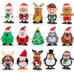 15pcs Christmas Wind Up Toys for Kids, Christmas Stocking Stuffers, Xmas Tree Santa Claus Clockwork Chain Toy, Classroom Prizes Birthday Gifts Kid Christmas Party Favors Goody Bag Fillers