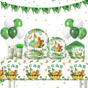 134Pcs Dinosaur Birthday Decorations for Dinosaur Party Decorations Supplies, Serves 24 Guests