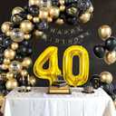 40th Birthday Decorations for Men Black and Gold Balloons Garland Arch Kit with Number 40 Foil Confetti Balloons Happy Birthday Bunting Banner Black Gold Party Decor for 40 Years Old Women Anniversary