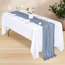 14 Pack Dusty Blue Cheesecloth Table Runner 17x108 Inch Semi Sheer Boho Gauze Cheese Cloth Fabric Table Runners, for Wedding Party Baby Shower Birthday Home Decor Garden Farmhouse