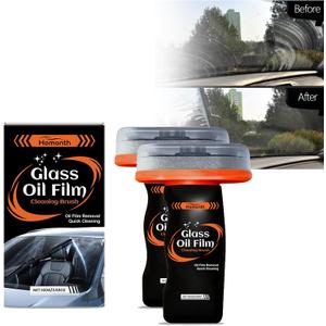 2PC Glass Oil Film Remover for Car, Automotive Glass Cleaner for Oil Residue & Road Grime, Improves Visibility & Safe Driving