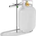 RVMATE RV Dual Propane Tank Mounting Rack with Locking Device for 30 lb Tanks, White, Dual RV Propane Tank Cylinder Rack with Lock for Travel Trailer Hitch Frame