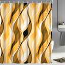 Yellow Shower Curtain, Abstract Ombre Yellow and Grey Striped Shower Curtain Set for Bathroom Waterproof Shower Curtain with Hooks, 72x72 Inch