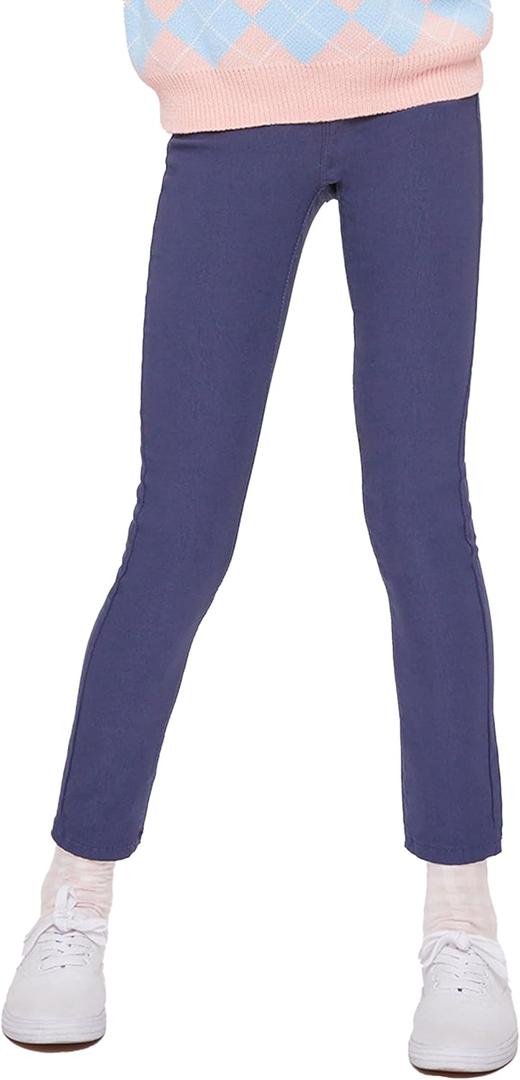 YMI Girls' YMI Jeans Girls' Stretch Skinny School Color Pants (14, Navy)