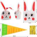 Jetec 100 Piece Easter Goodie Bags Including 40 Pcs 5.5 x 8.5 Inches Bunny Treat Bags and 60 Pcs Carrot Shape Gift Easter Candy Cone Cellophane with 100 Twist Ties Cookie Snack Party(Color Set B)