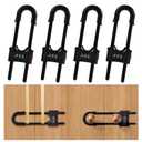 4 Pack U-Shaped Sliding Cabinet Locks Multifunctional Child Safety Lock Adjustable Baby Proof Clips for Home Cabinets Refrigerator Doors Cabinet Knobs and Window Handles (Black)