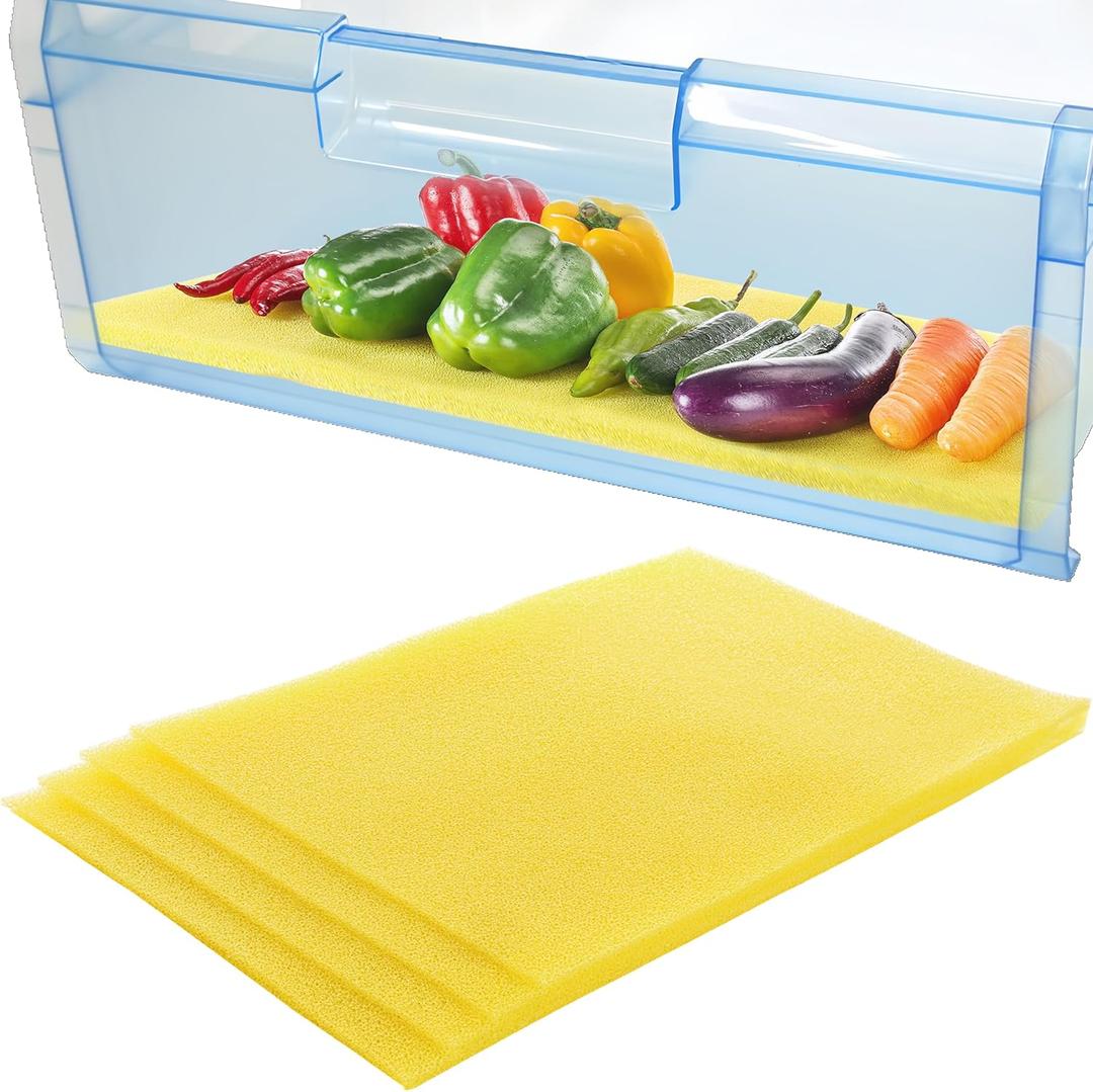XANADU Refrigerator Drawer Liners 12" x 15" Refrigerator Shelf Liners - 4 Pack Refrigerator Liners for Shelves Mats for Fruit & Veggie Ethylene Gas Absorber for Fridge
