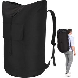 Backpack Laundry Bag, 115L Heavy Duty Extra Large College Laundry Backpack, Dirty Clothes Bag with Shoulder Straps, Laundry Hamper Bag with Drawstring Closure for College Dorm, Apartment Black