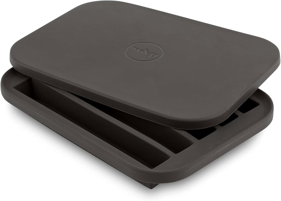 W&P Peak Silicone Water Bottle Ice Tray w/ Protective Lid | Charcoal| Easy to Remove Ice | Food Grade Premium Silicone | Dishwasher Safe, BPA Free