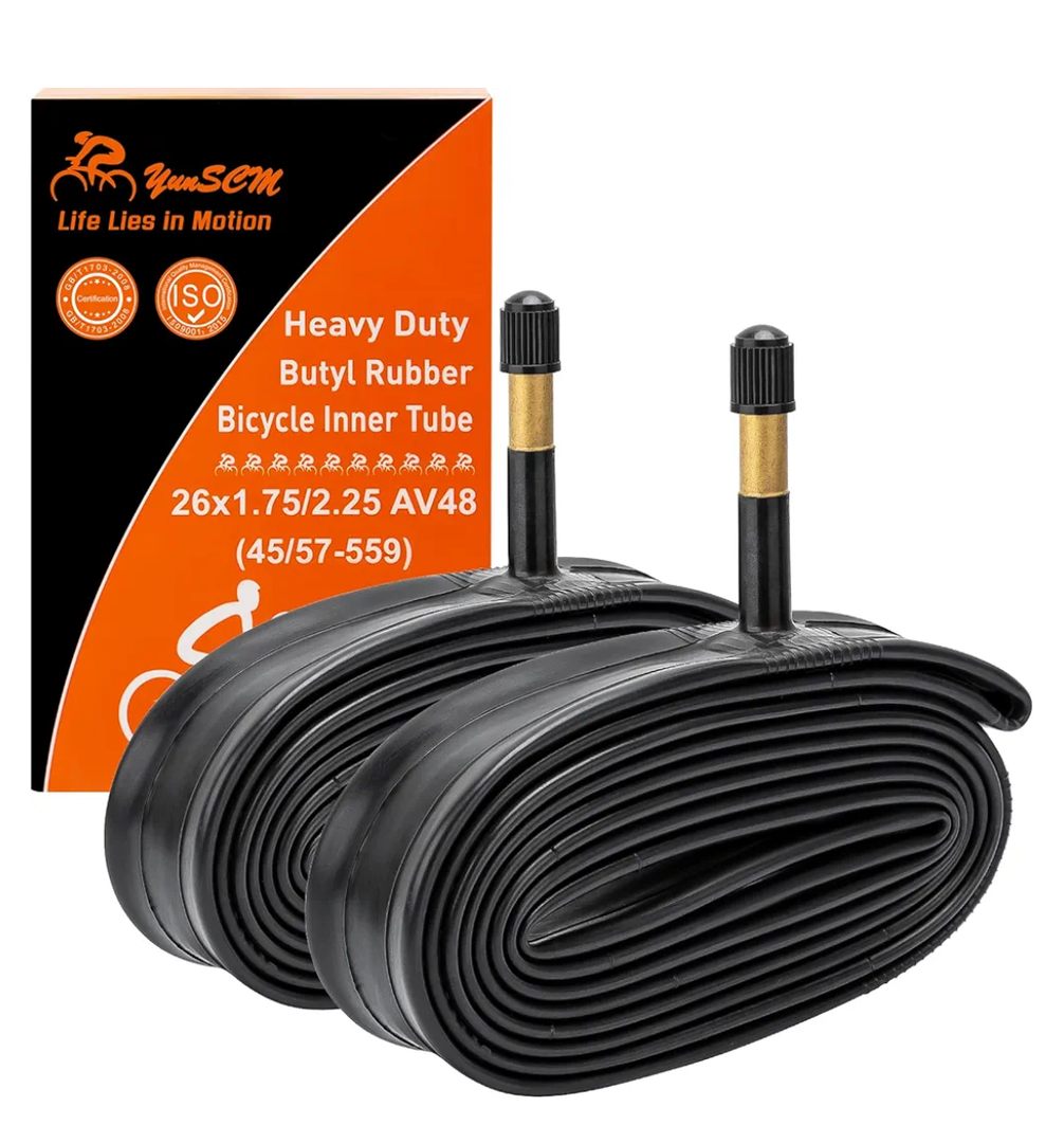 2-PCS 26" Heavy Duty Bike Tubes 26x1.95 26x2.10 26x2.125 AV48MM Schrader Valve 45/57-559 26'' Bicycle Tubes 26x1.75 26x2.0 26x2.25 Compatible with 26x1.75/2.25 Bike Tubes