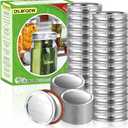 52Pcs Wide Mouth Canning Lids, Rings for Ball & Kerr Mason Jar Lids with Bands - Food Grade with Silicone Airtight Seal Split-Type Metal Large Ball Lids (Silver)