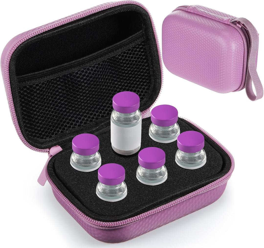 Teenyyou 6 Slots Insulin Peptide Fridge Carrying Case Vial Holder Storage Protector Bag, Fits Standard 10ml Vials, Insulin Cooler Travel Kits Case Organizer Diabetes Protector(Purple)