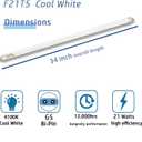 6pack F21T5/841 34 inch Cool White Fluorescent Light Bulb, 21Watt 4100K Neutral White Light T5 Type Tube, High Brightness 1780 Lumen