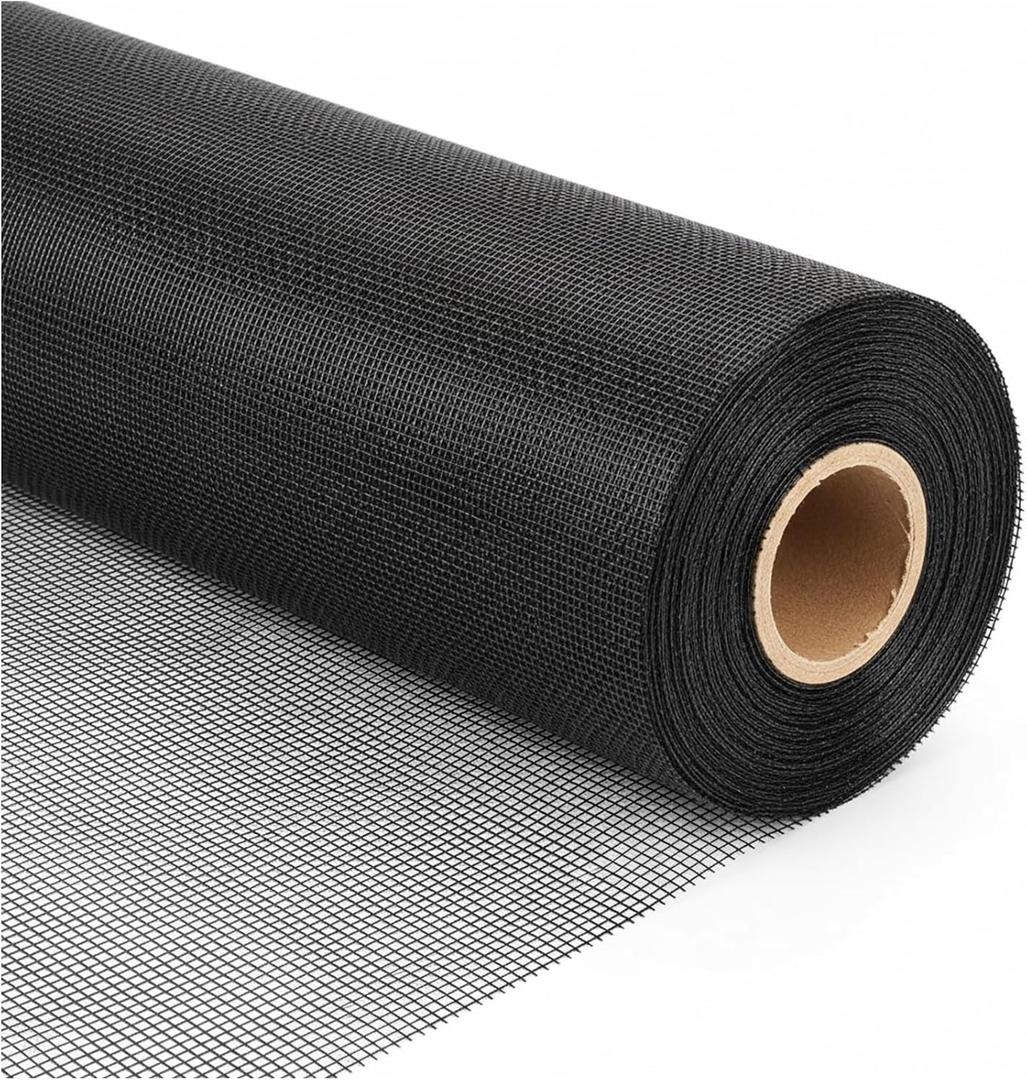 Window Screen Mesh, Fiberglass Window Screen, Screen Door Mesh, Windows Screens and Screen Door Replacement, Patio Screen Mesh (Black, 48inches x100feet)