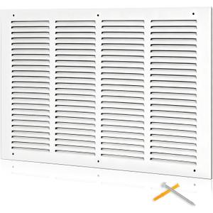 Fancat 20x12 Duct Opening | Steel Return Air Grille | Vent Cover Grill for Sidewall and Ceiling | HVAC Cold Air Intake Grille | White | Outer Dimensions: 21.75"W X 13.75", 20''Wx12''H [Duct Opening]
