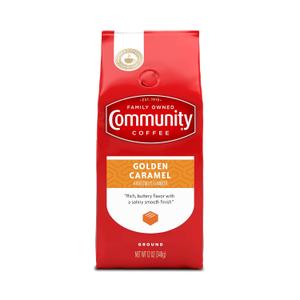 Community Coffee Golden Caramel Flavored 12 Ounces, Medium Roast Ground Coffee, 12 Ounce Bag (Pack of 1) Community Coffee Golden Caramel Flavored 12 Ounces, Medium Roast Ground Coffee, 12 Ounce Bag (Pack of 1)
