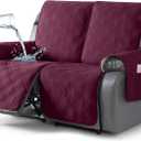 TAOCOCO 100% Waterproof Recliner Loveseat Cover Non Slip Couch Cover for 2 Seat Reclining Sofa, Split Reclining Loveseat Covers 2-Piece with Straps for Kids Pets(2 Seater, Wine)