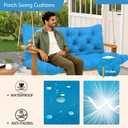 Durable Swing Cushions 60 Inch 3 Seater Waterproof Outdoor Replacement Porch Swing Cushions with Backrest Extra Thick 5" for Outdoor Patio Garden Backyard Furniture(Peacock Blue)