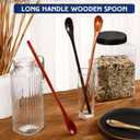 4 Pcs 13 Inch Long Handle Wooden Spoons for Cooking Long Handle Tasting Tea Spoon Wooden Utensils Vintage Stirrer for Kitchen Soup Coffee Cocktail Honey Mixing Stirring, 4 Colors
