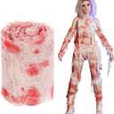 Preboun Halloween Mummy Bandage Wrap Bloody Gauze Zombie Makeup Props Creepy Costume Bandage Cosplay Party(Red,131.2 ft X 3.15 Inch)