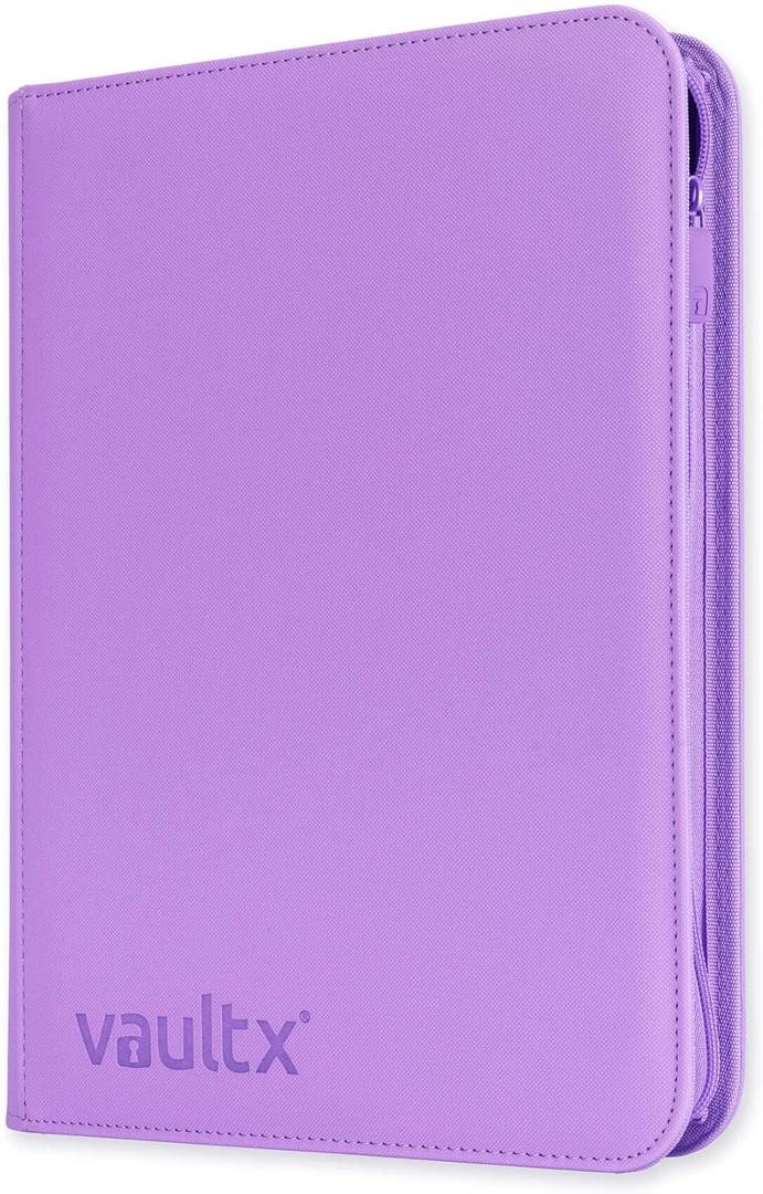 Vault X 9 Pocket Zip Binder, 360 Cards, Exo-Tec Material, 20 Side-Loading Pages (Purple)