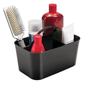 mDesign Small Plastic Shower/Bath Storage Organizer Caddy Tote with Handle for Dorm, Shelf, Cabinet - Hold Soap, Shampoo, Conditioner, Combs, Brushes, Lumiere Collection