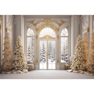 Baocicco 9x6ft Luxury Christmas Living Room Backdrops for Photography Pine Tree Christmas Palace Photo Background Family Kids Newborn Birthday Party Decor Happy New Year Eve Festival Party Banner